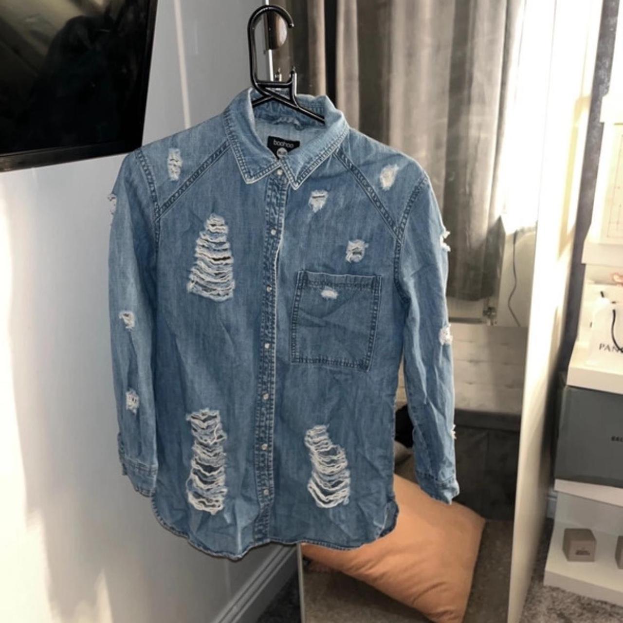 Primark oversized ripped denim sales jacket