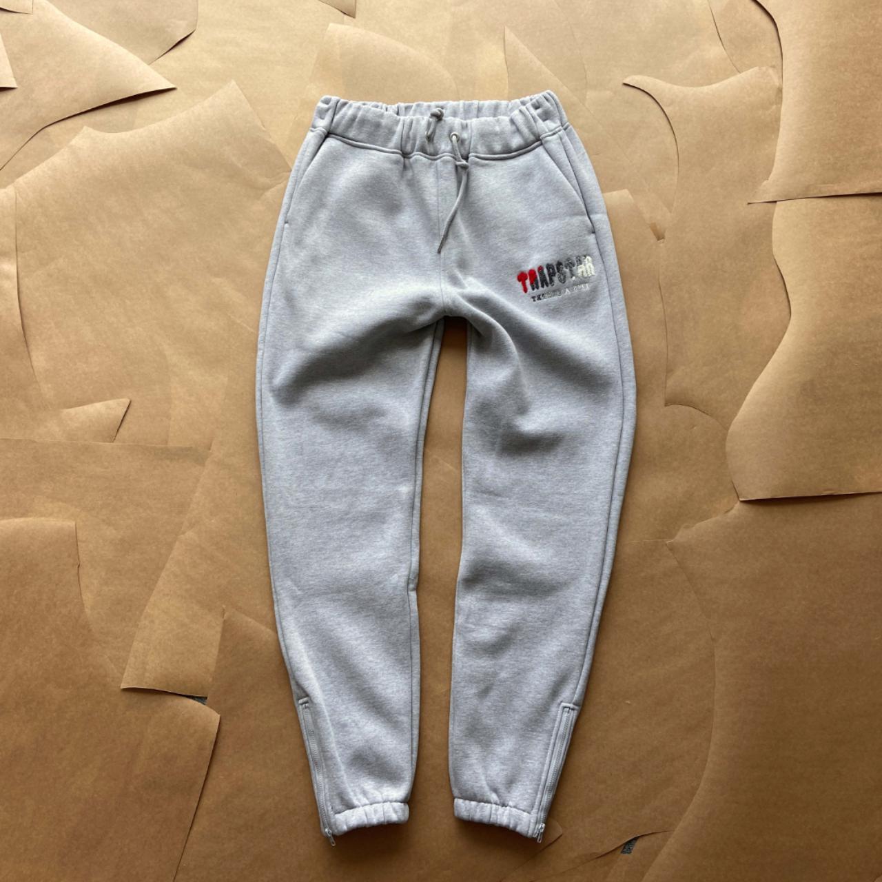 Trapstar grey full tracksuit with red / black / grey... Depop