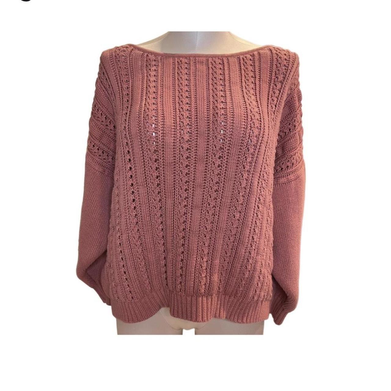 J. Crew Point Sur Boxy Pointelle Cable Knit Pullover Depop