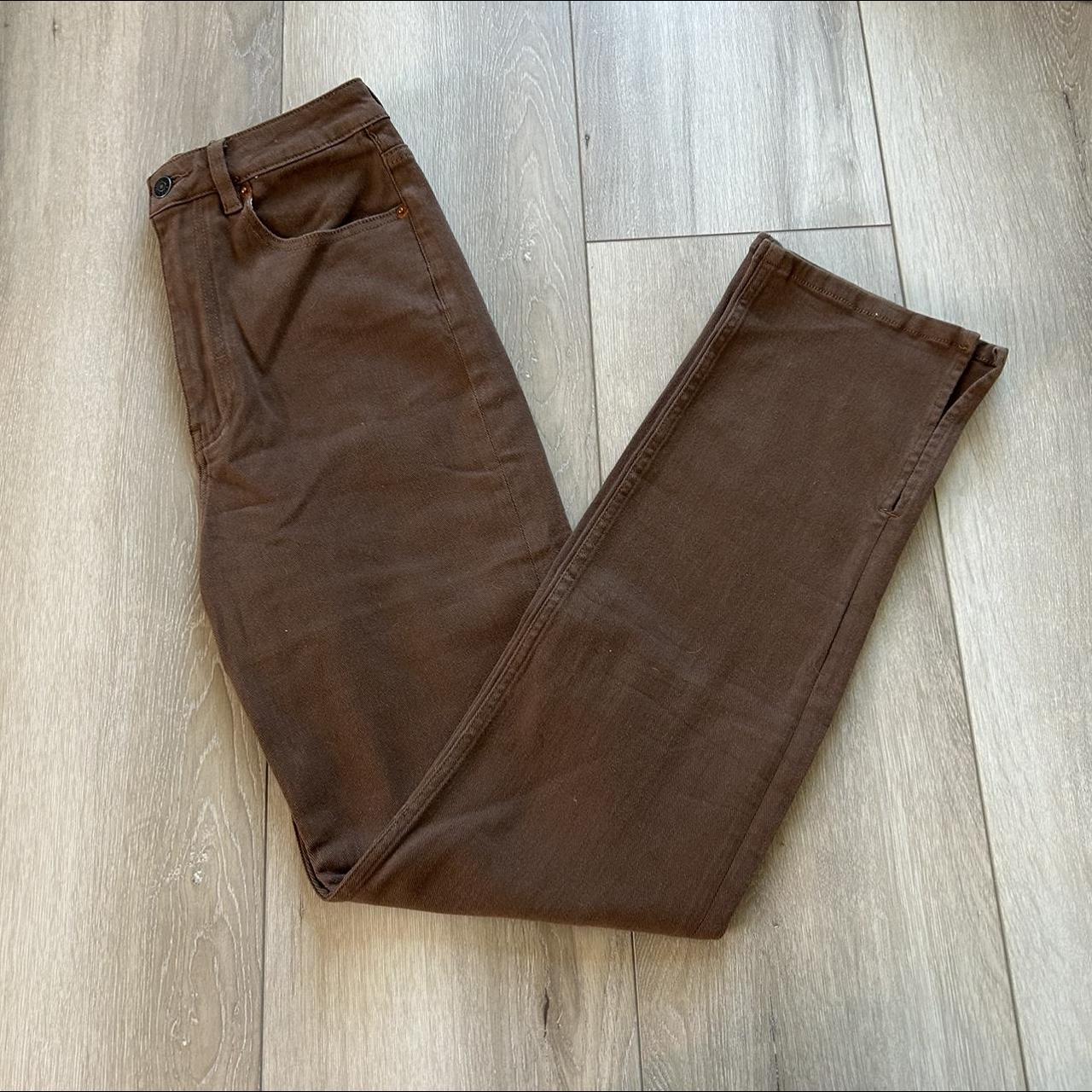 trendy motel rocks brown straight leg jeans with... Depop