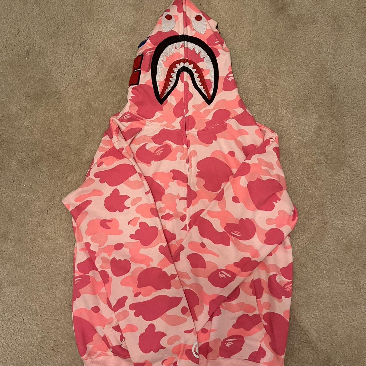 Pink Bape hoodie great condition Depop