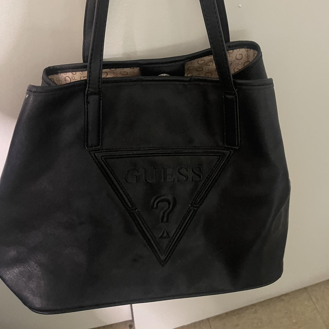 GUESS Matte Black Leather Quilted Look Crossbody Shoulder Handbag Purse |  eBay