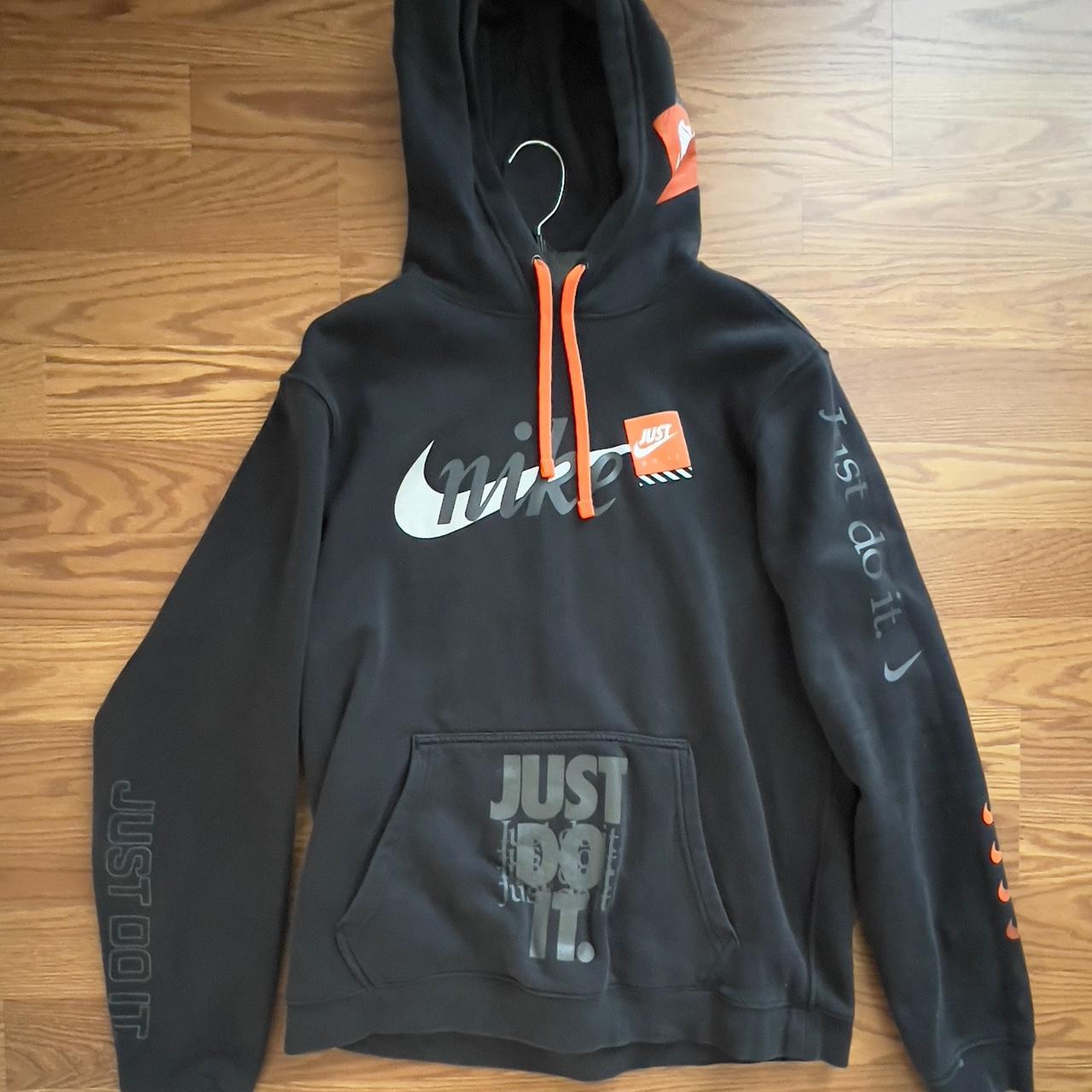 Nike Just Do It JDI Hoodie Sweatshirt Mens M Black Rare | Depop