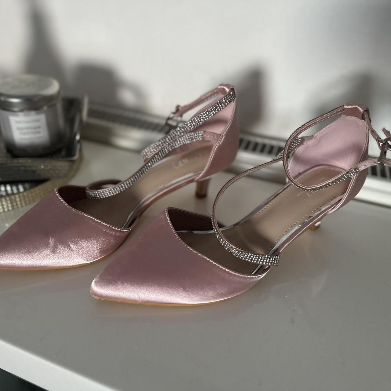 Baby Pink Satin Diamante SHOES uk 6 39 Elevate. Depop