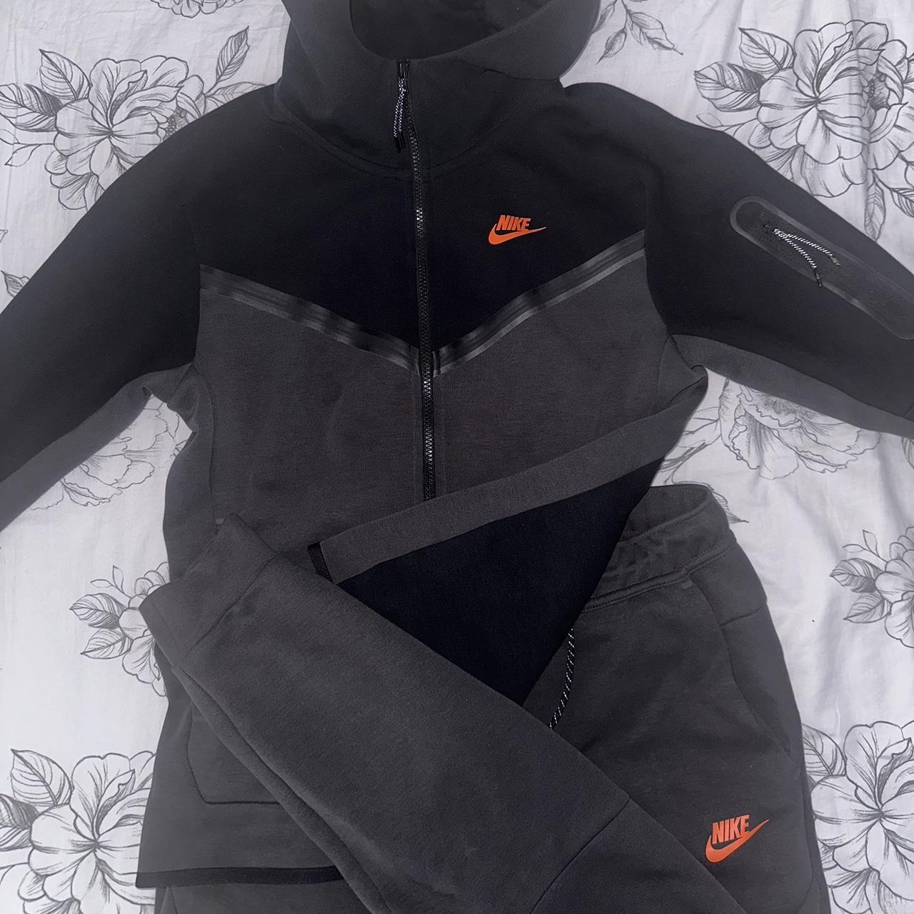 orange tech fleece tracksuit