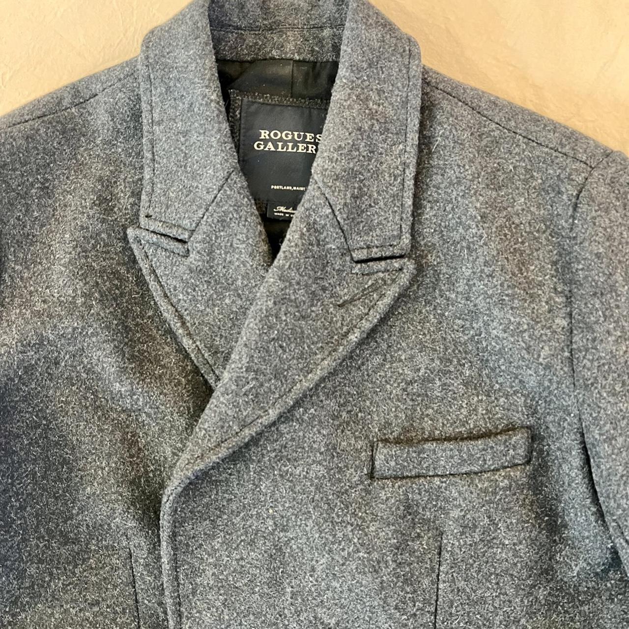 Rogues Gallery Gray Wool Notch Lapel Pea Coat Men’s... - Depop