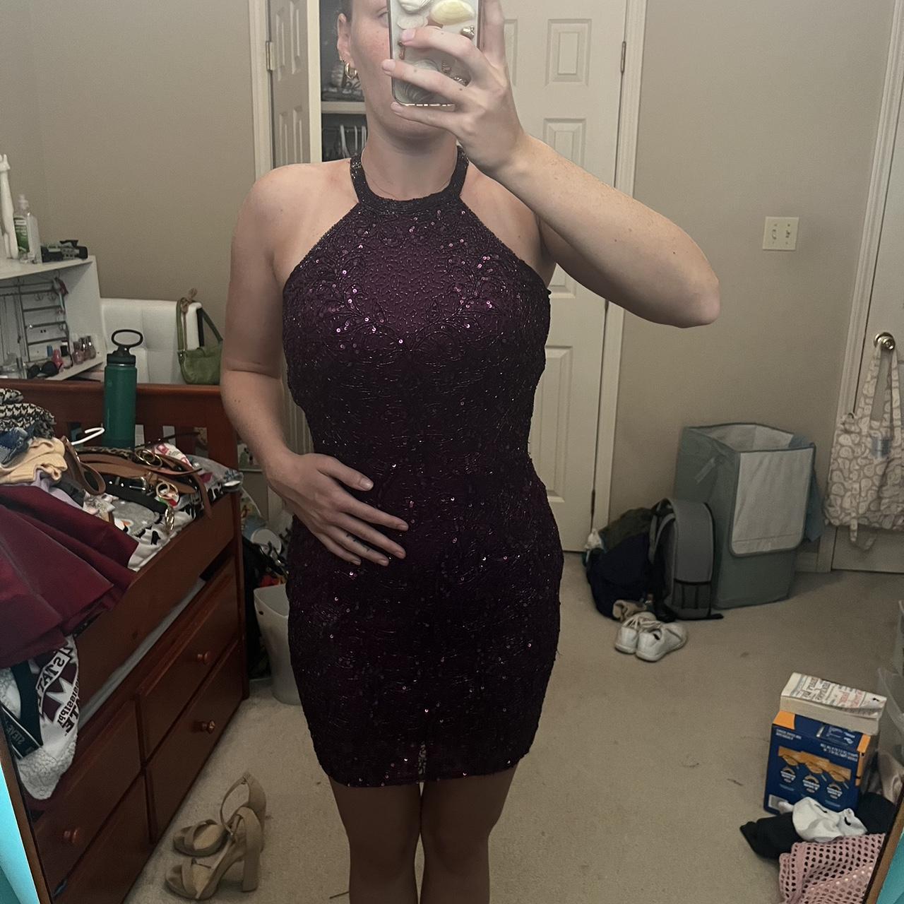 Purple beaded Primavera homecoming dress beaded. Depop