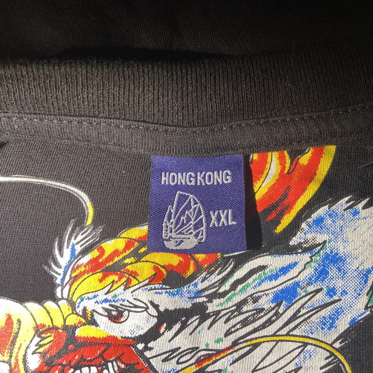 Y2K Dragon Hong Kong Black Shirt Tagged XXL Pit to... Depop