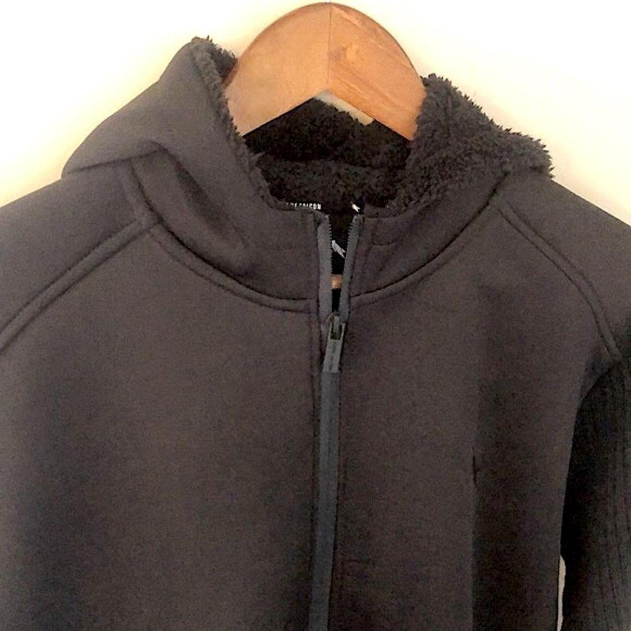 Stone Falcon black hoodie jacket fleece lined full... - Depop