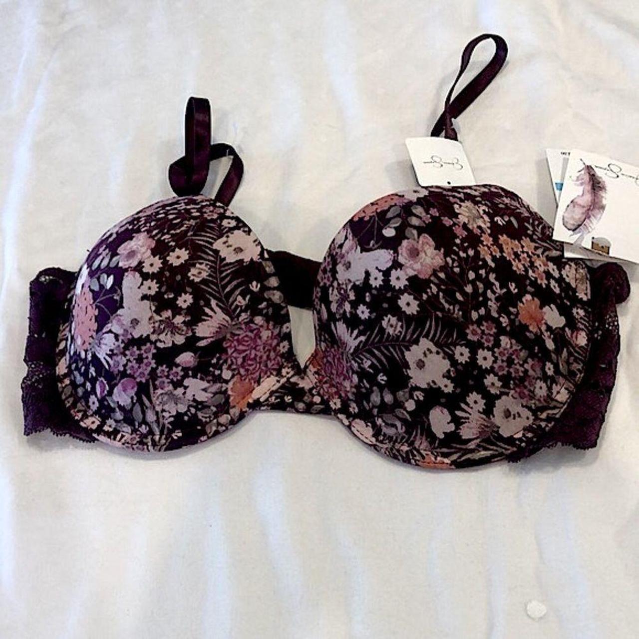 Jessica Simpson bra set tan, black floral 3 pack set - Depop