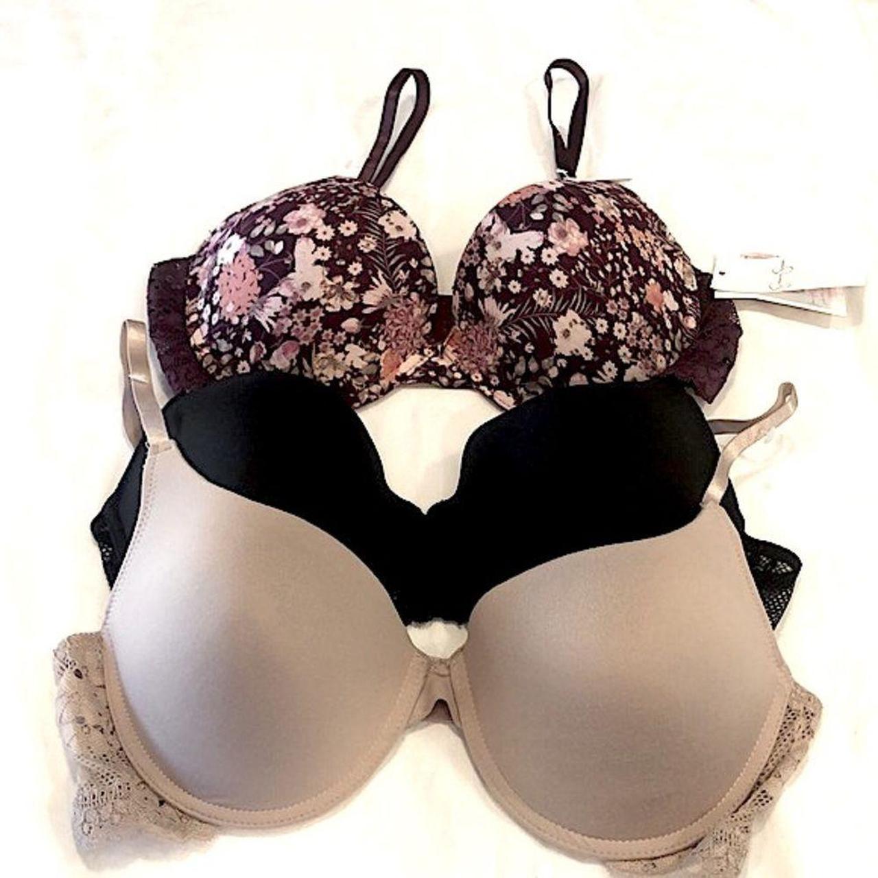 Jessica Simpson bra set tan, black floral 3 pack set