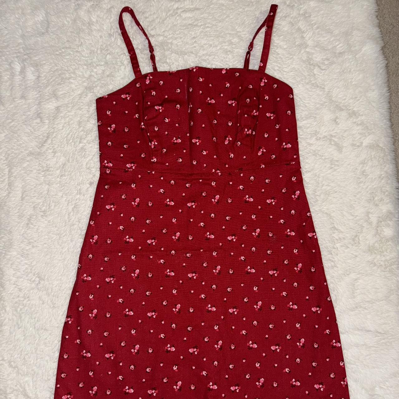 Red / pink/ multi mini dress from Hollister.... - Depop