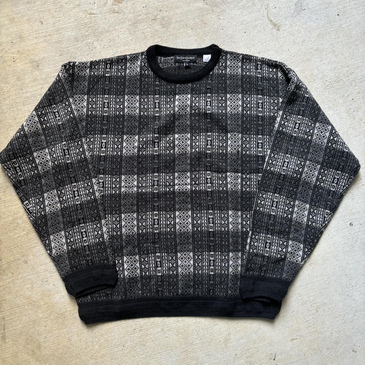 Yves Saint Laurent Men's Sweater Black/Grey L – Vintage Yves