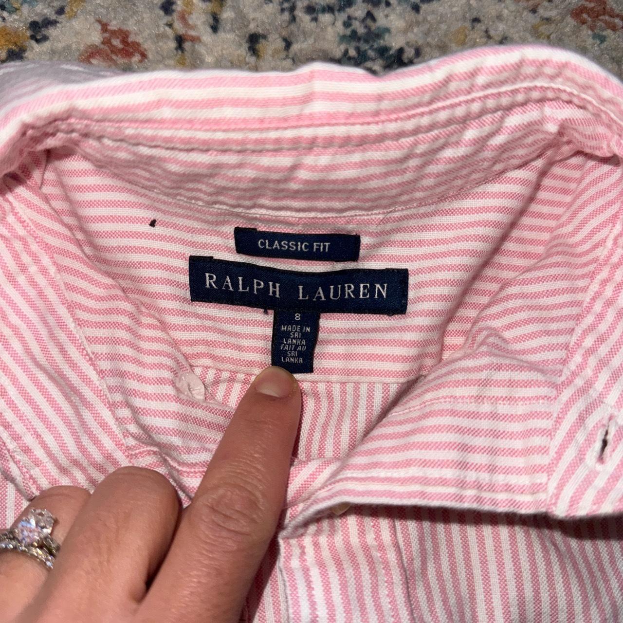 Classic Ralph Lauren button down shirt in pink and... Depop
