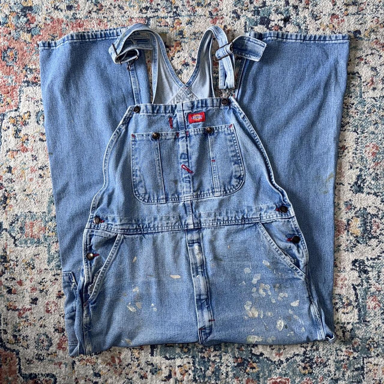 Dickie’s vintage overalls with paint boho... Depop