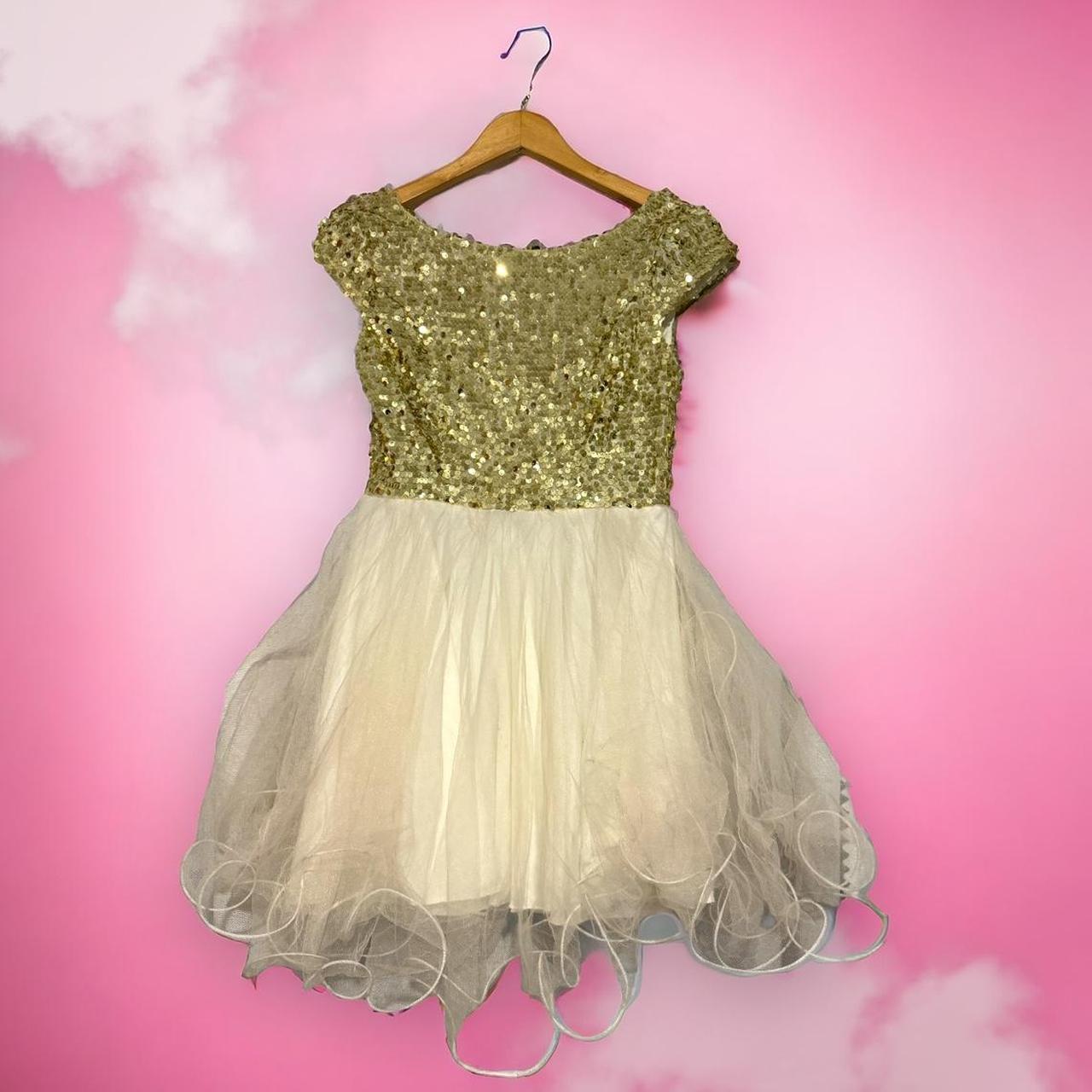 Gold Sequin Pink Tulle Dress