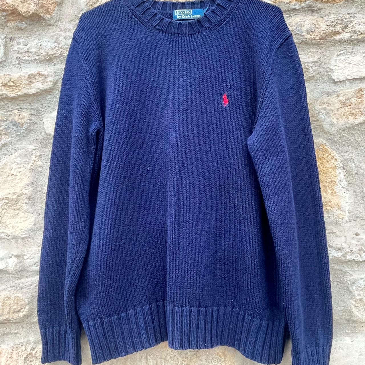 Ralph Lauren Navy Knitted Sweatshirt S In good... - Depop