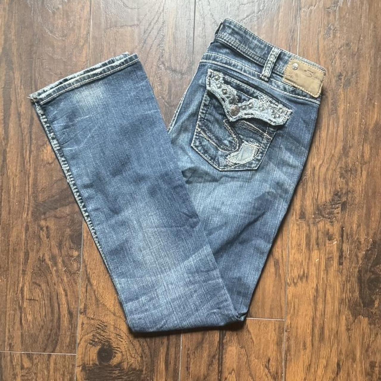 1826 blue jeans with super sick pockets and slight - Depop