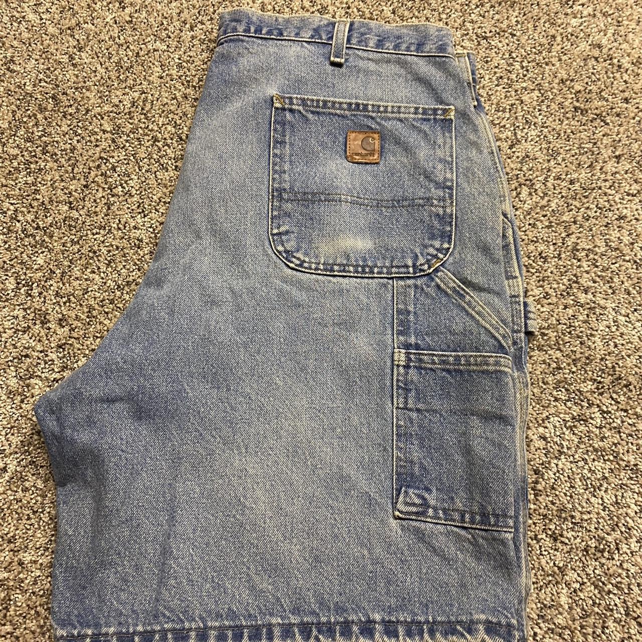 Vintage Carhartt jorts Brown back logo Size 42... - Depop