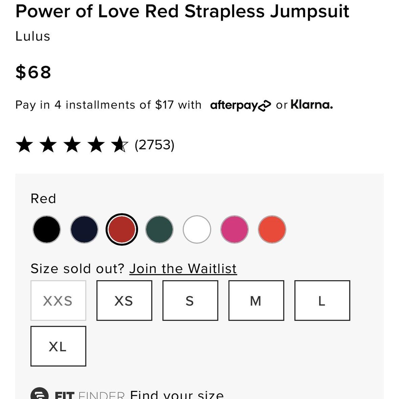 Power of love red cheap strapless jumpsuit