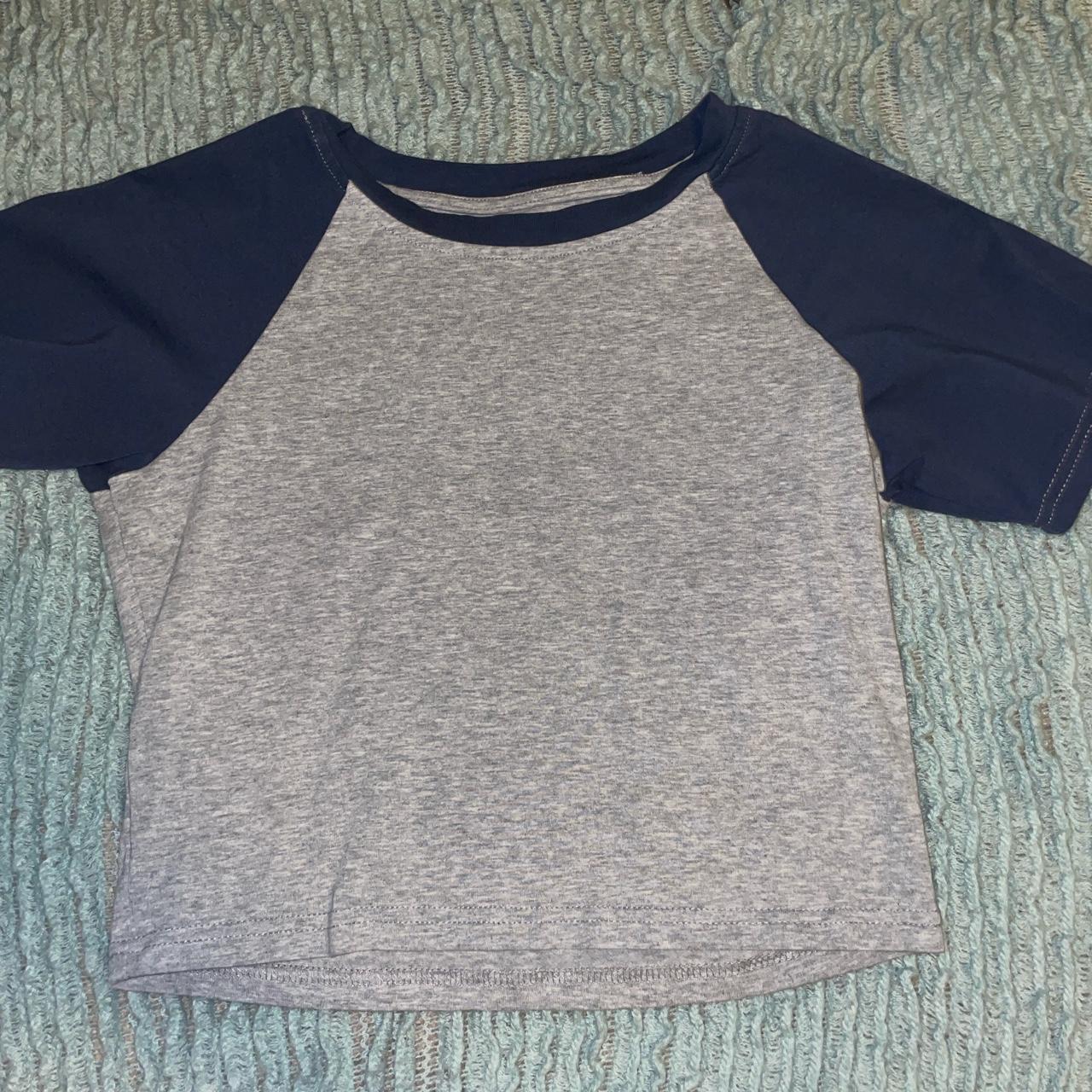 Gray and navy blue crop top #croptop #womensclothing... - Depop