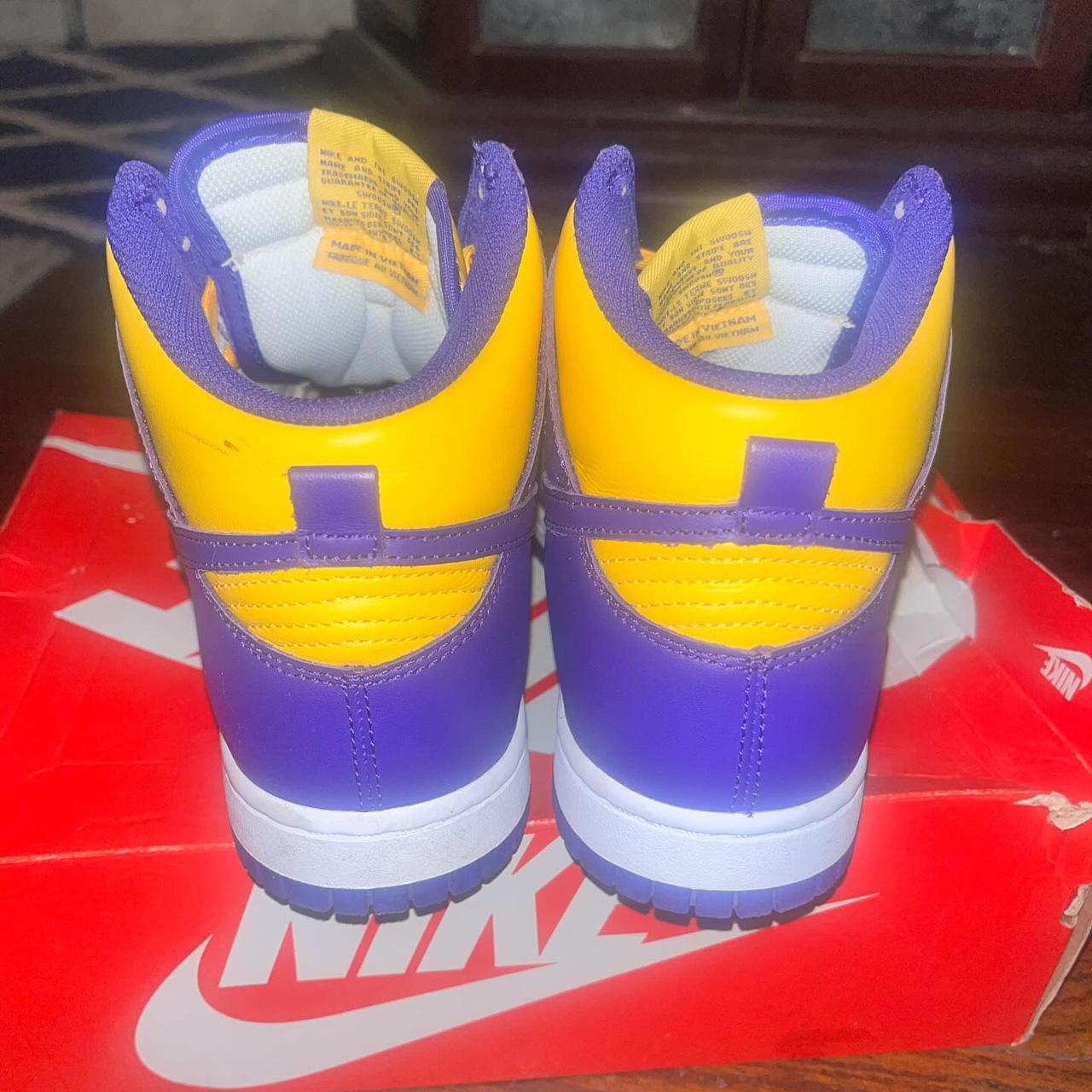 Nike dunk high “laker” size 8 1/2 brand new - Depop