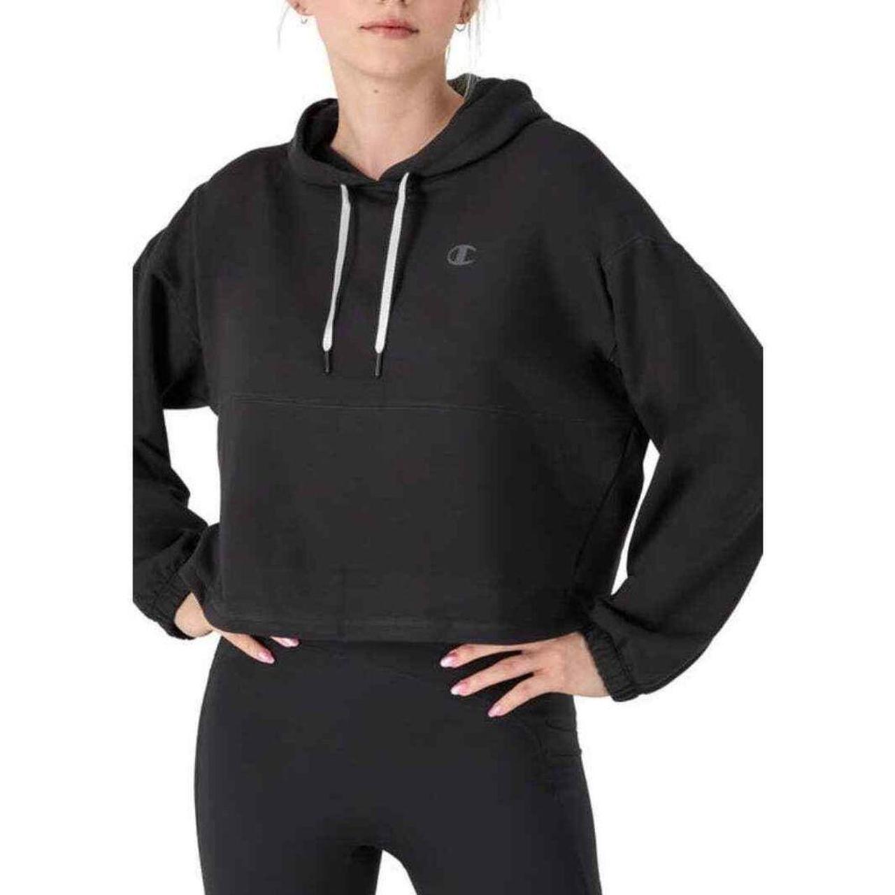 Black crop champion hoodie best sale