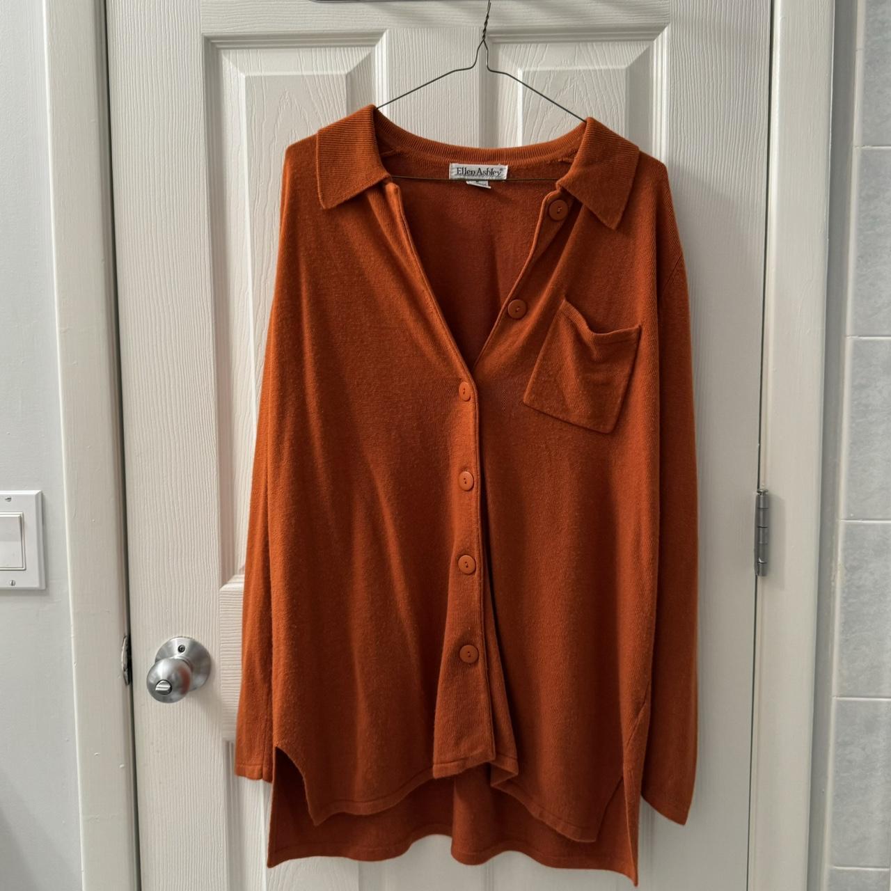 Burnt orange oversized cardigan Button up cardigan. Depop