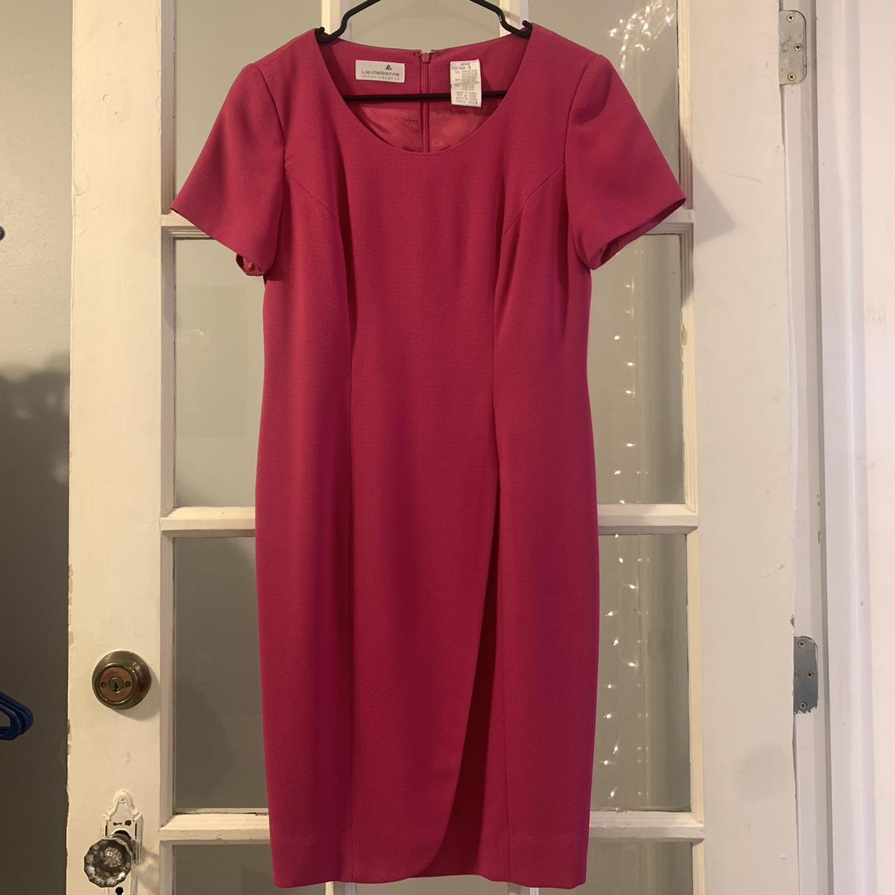 Liz Claiborne Women's Pink and Red Dress | Depop