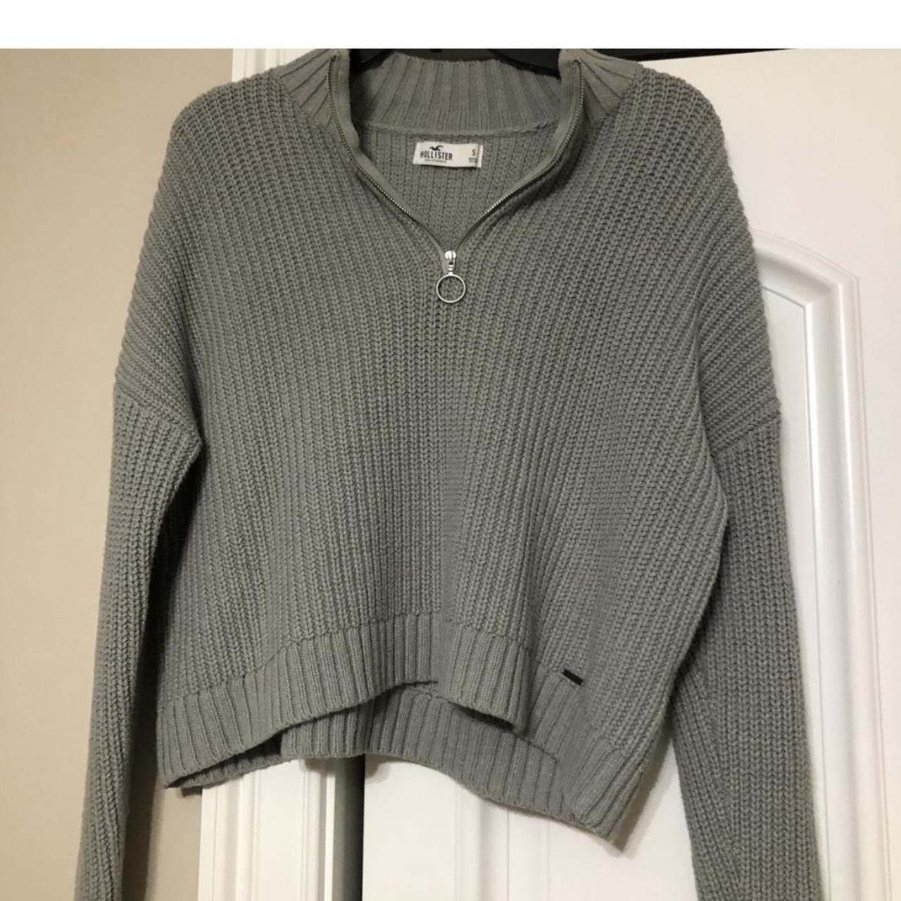 hollister gray quarter zip - Depop