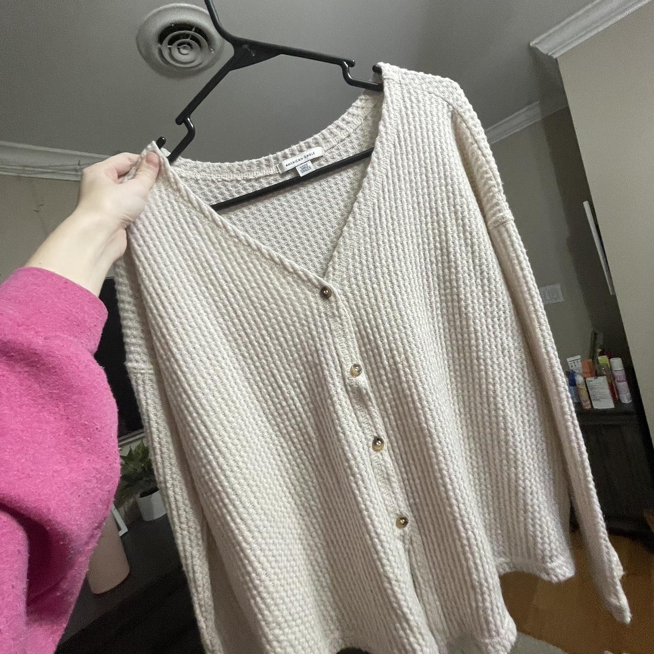 American eagle clearance waffle knit cardigan