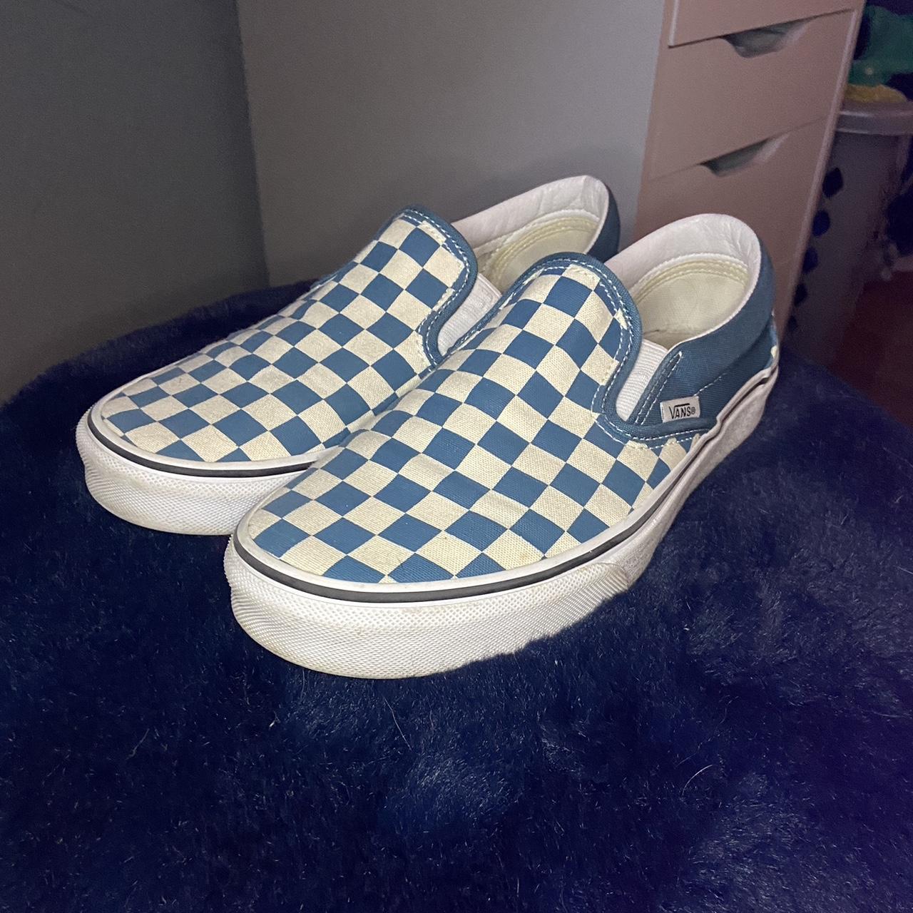 Teal checkered vans on sale womens