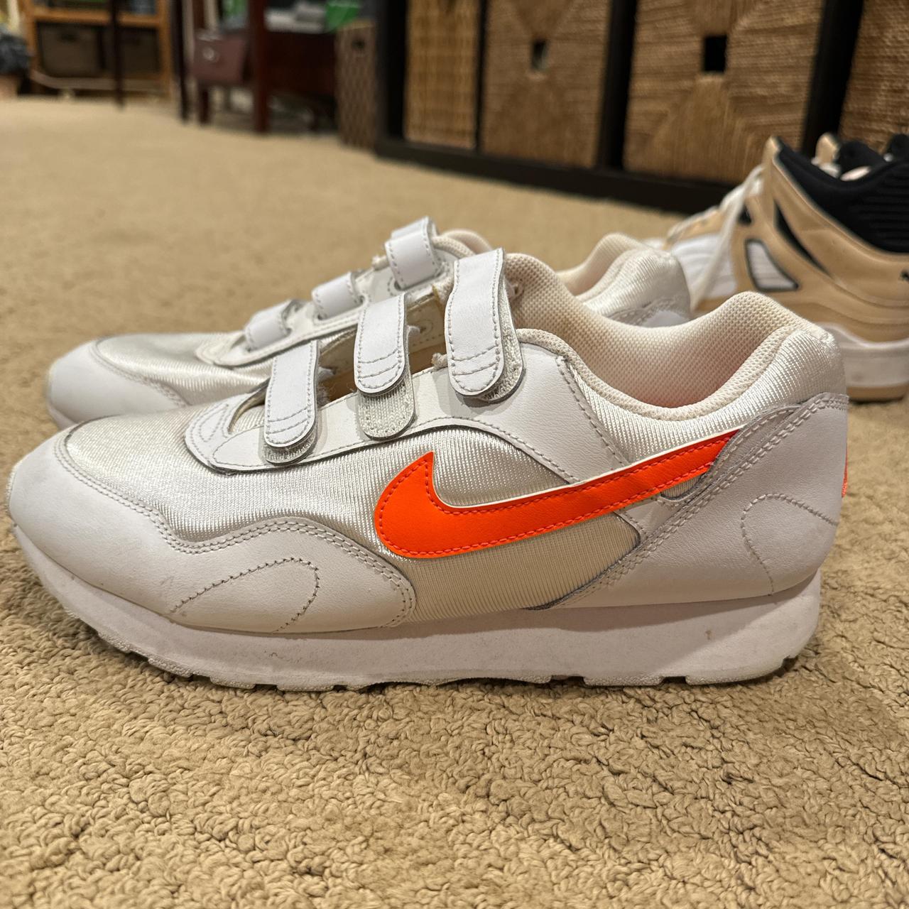 Old school Nike sneakers orange and silver and white. Depop