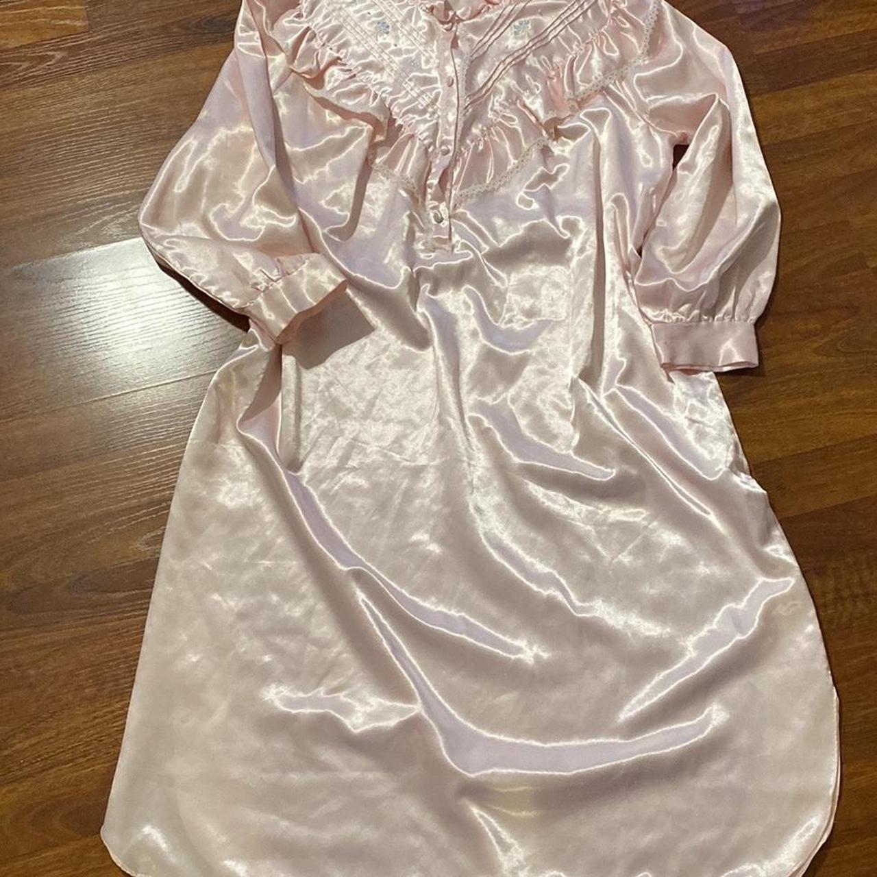 Coquette grandmacore satin pink nightgown so cute no... - Depop