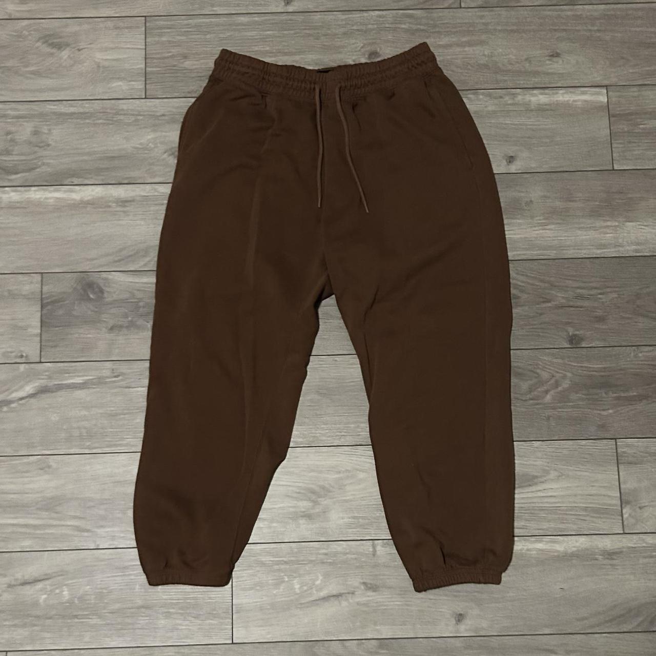 h&m baggy brown sweatpants fit baggy super... - Depop