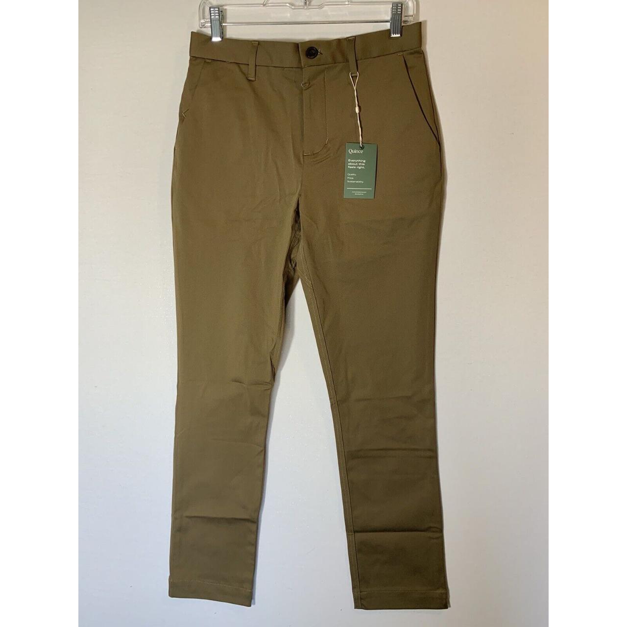 Quince Men's Recycled Comfort Tech Chino Pants Olive - Depop
