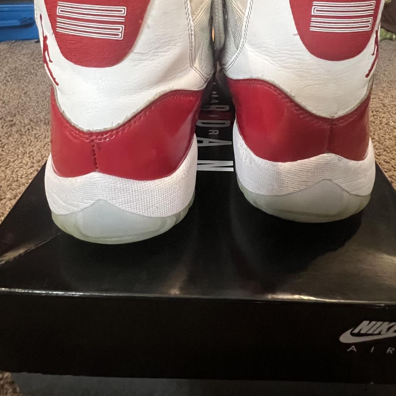 Cherry Jordan 11 size 8.5 slight yellowing on soles... Depop