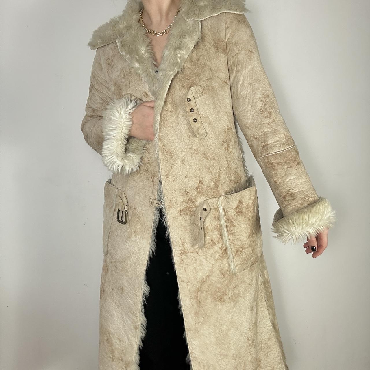 Gorgeous Armani jeans faux fur coat long sheepskin Depop