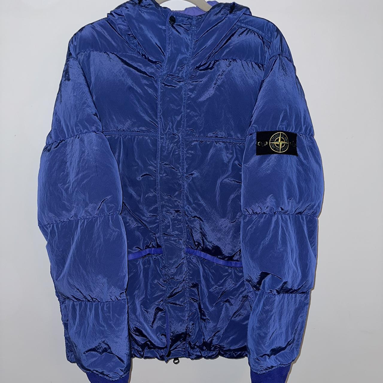 Blue stone island nylon metal puffa down jacket... Depop