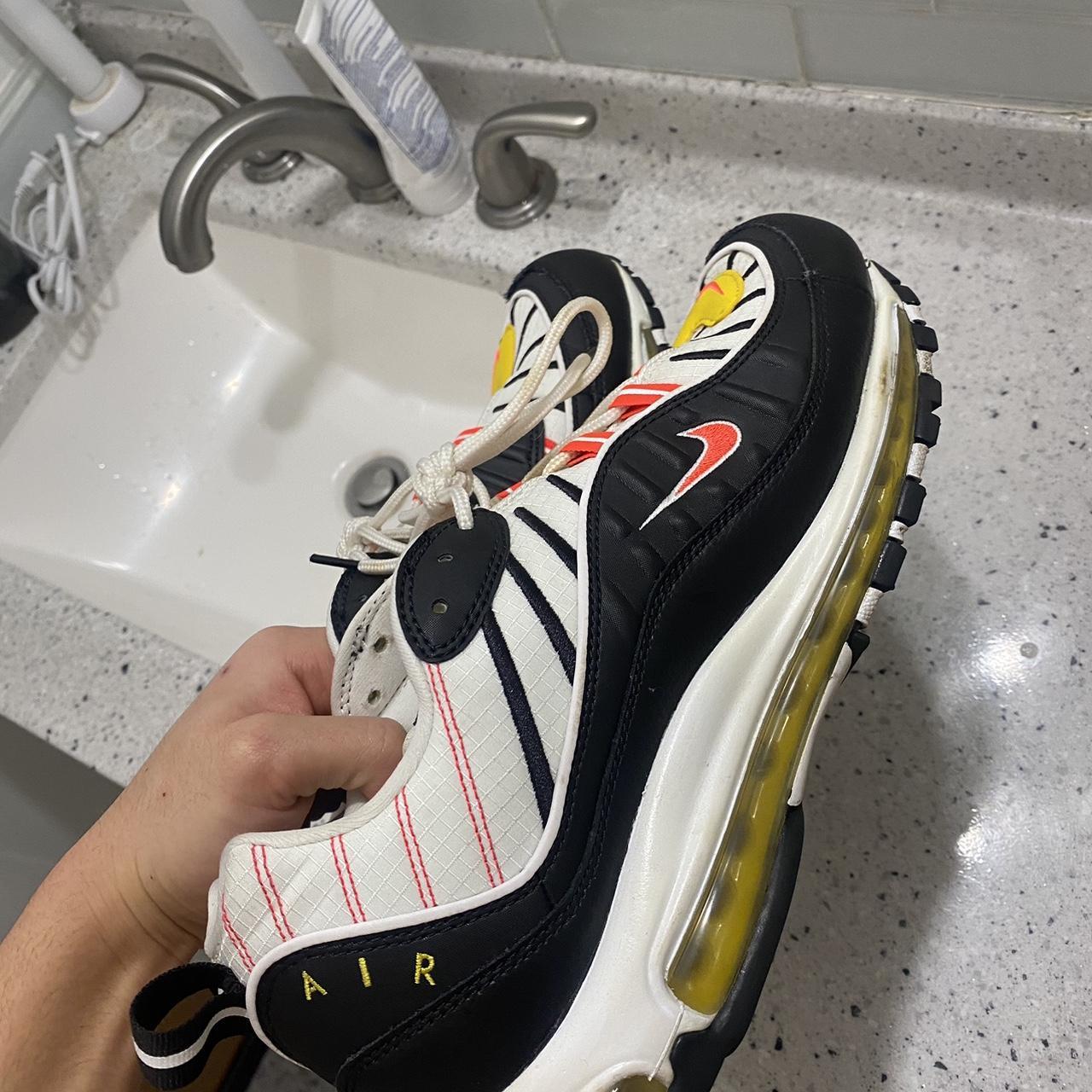 Nike air max 98 Black white yellow crimson Depop