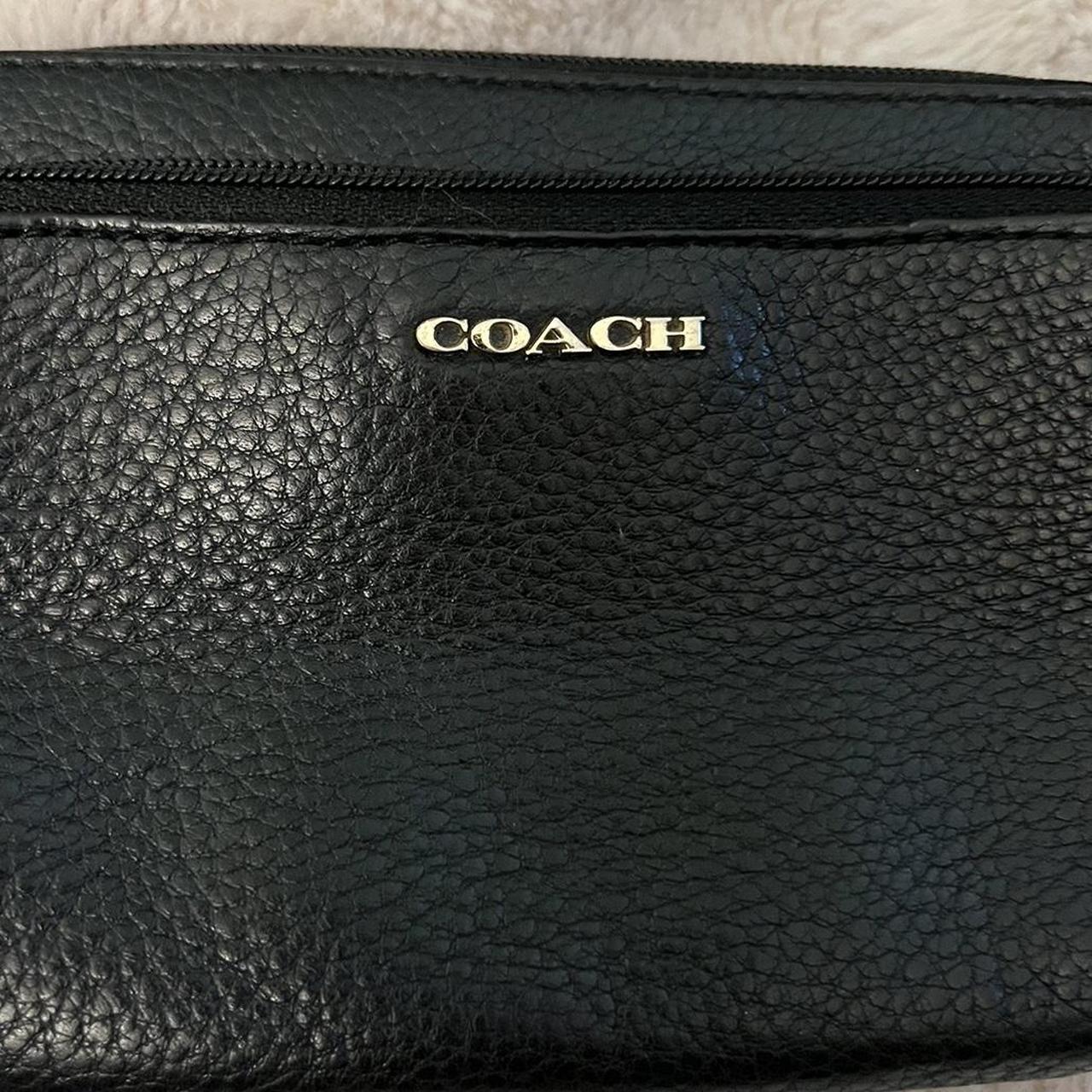 Coach Black Pebbled Leather Wristlet Wallet Used,... - Depop