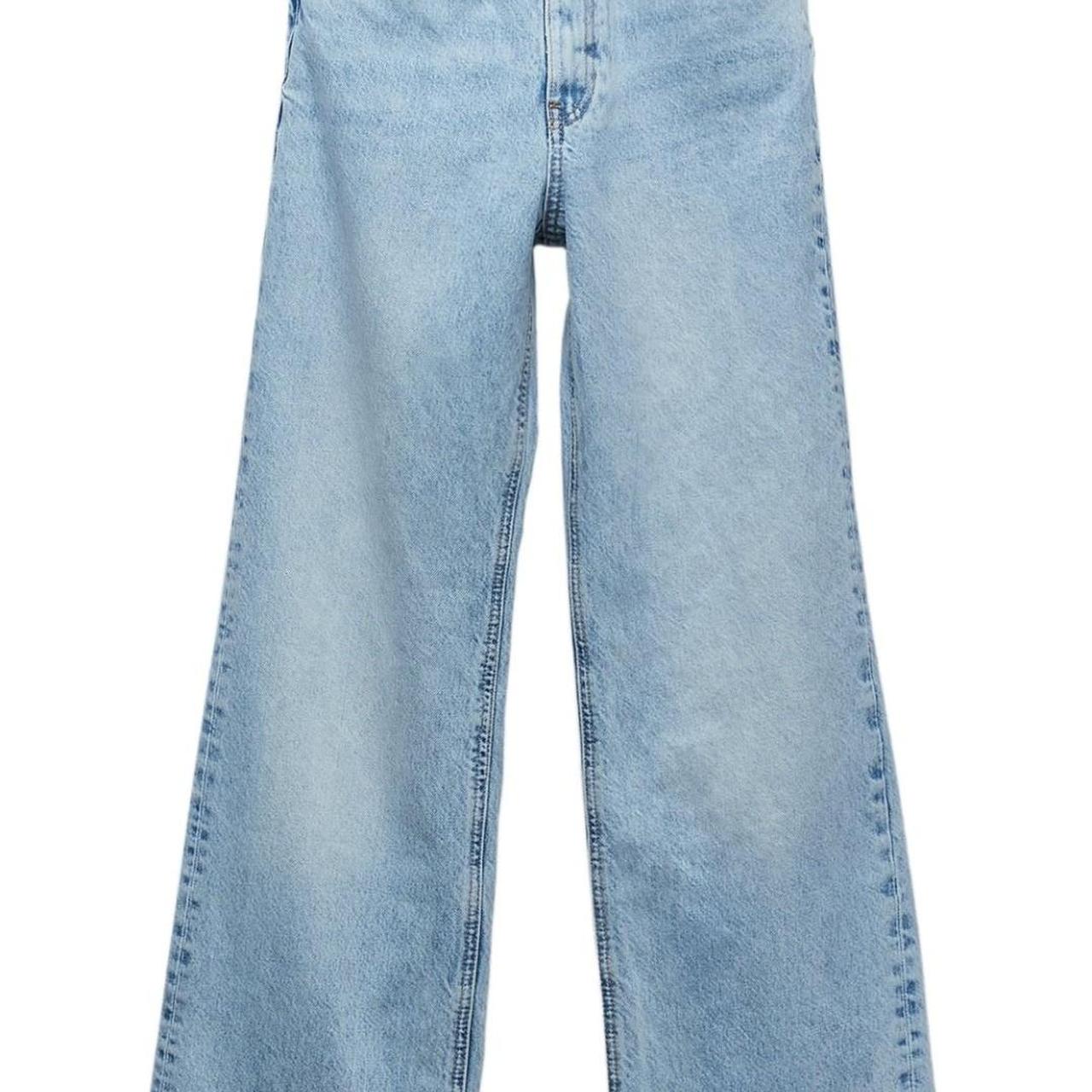 Zara wide leg jeans Raw hem, worn twice Size 8 - Depop