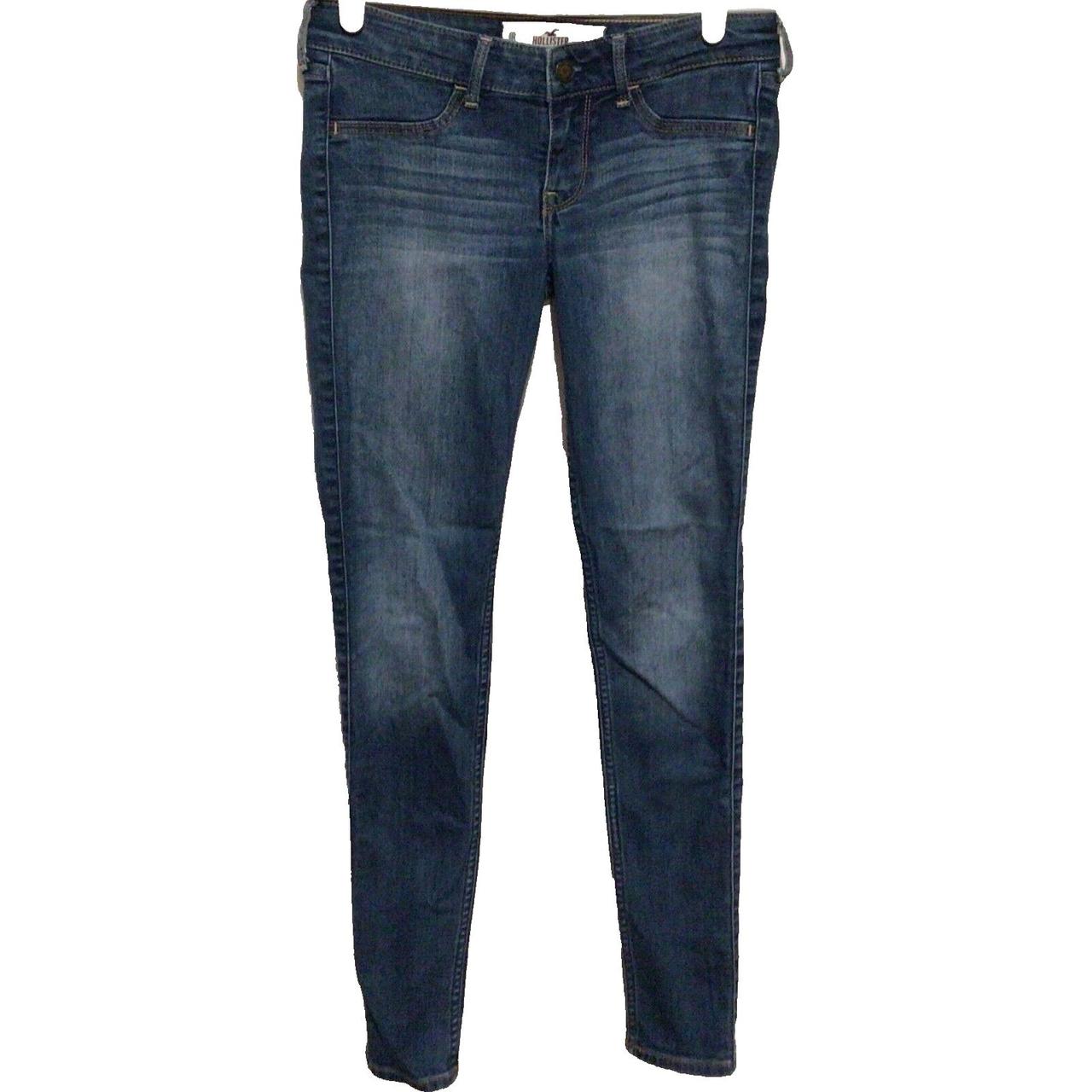 Dark Blue Low Waisted Hollister Jeans Says size 7 - Depop