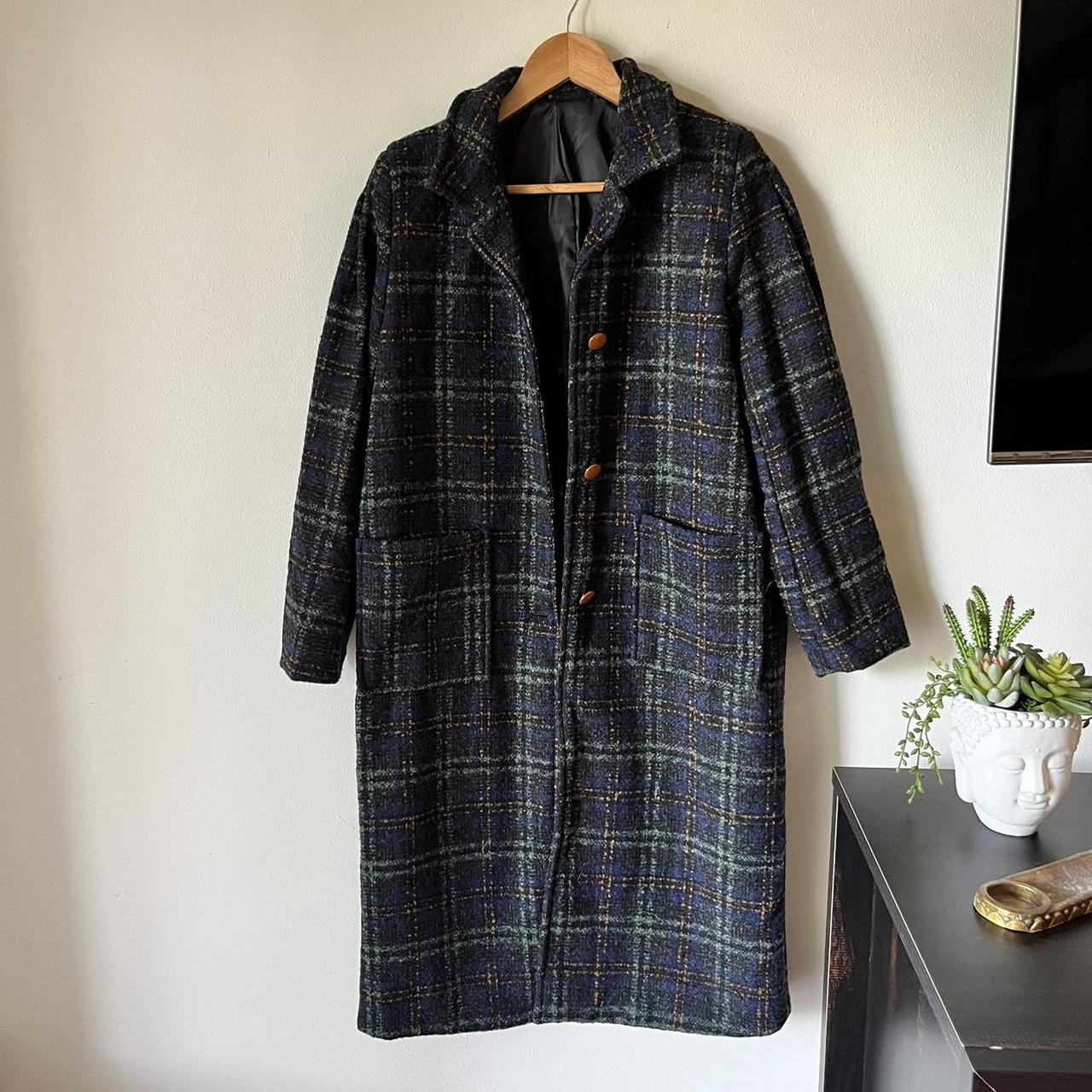 Green plaid peacoat hotsell