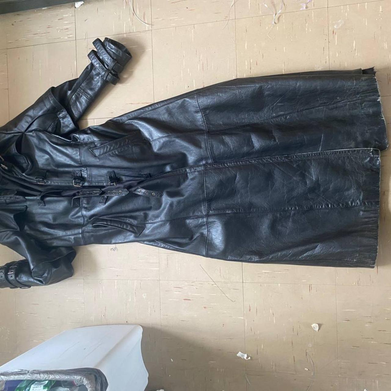 Genuine leather trench coat medium, fits 5ft 8 and... - Depop