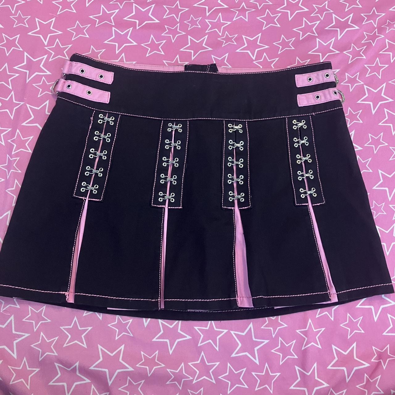 Y2K Mall Goth Tripp NYC Black Pink Pleated Mini. Depop