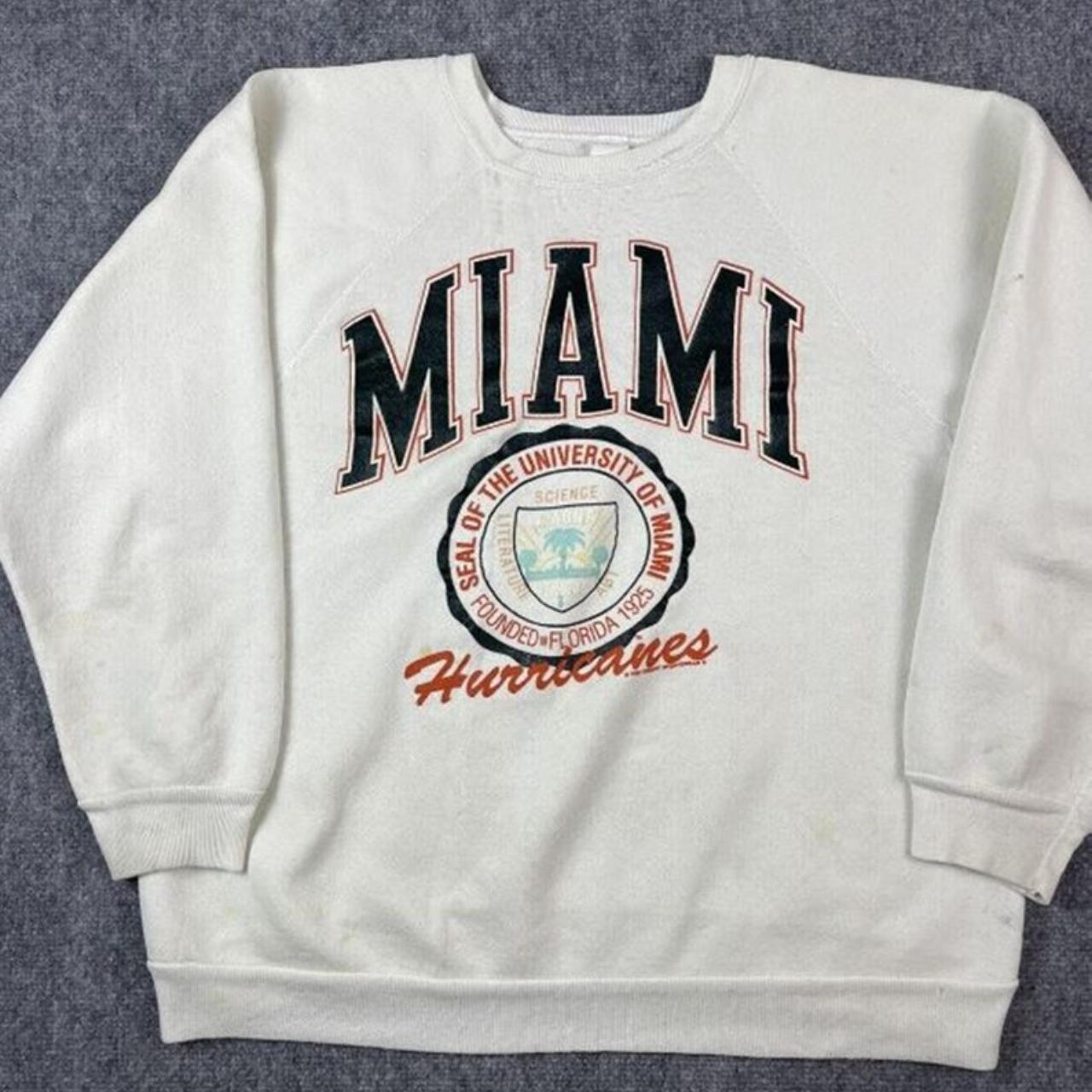 Vintage Miami Hurricanes Sweatshirt Pullover, NCAA... - Depop