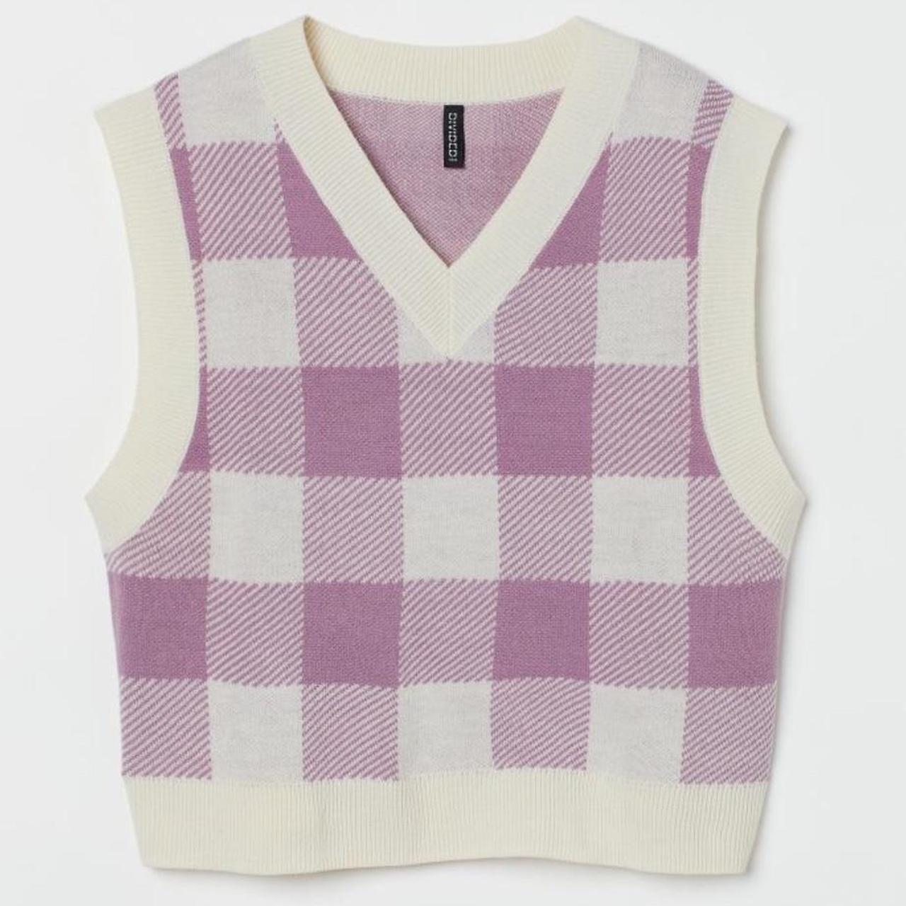 Plaid print purple sweater vest, sleeveless Depop