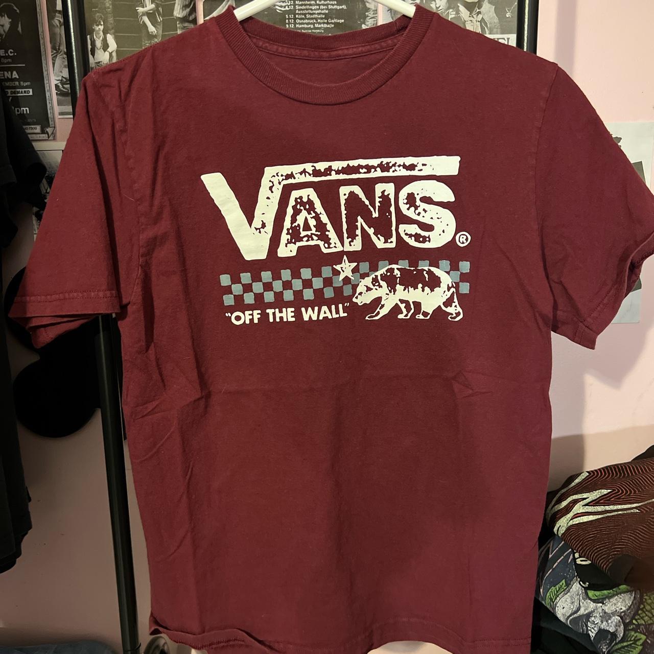 Burgundy and white vans hot sale shirt