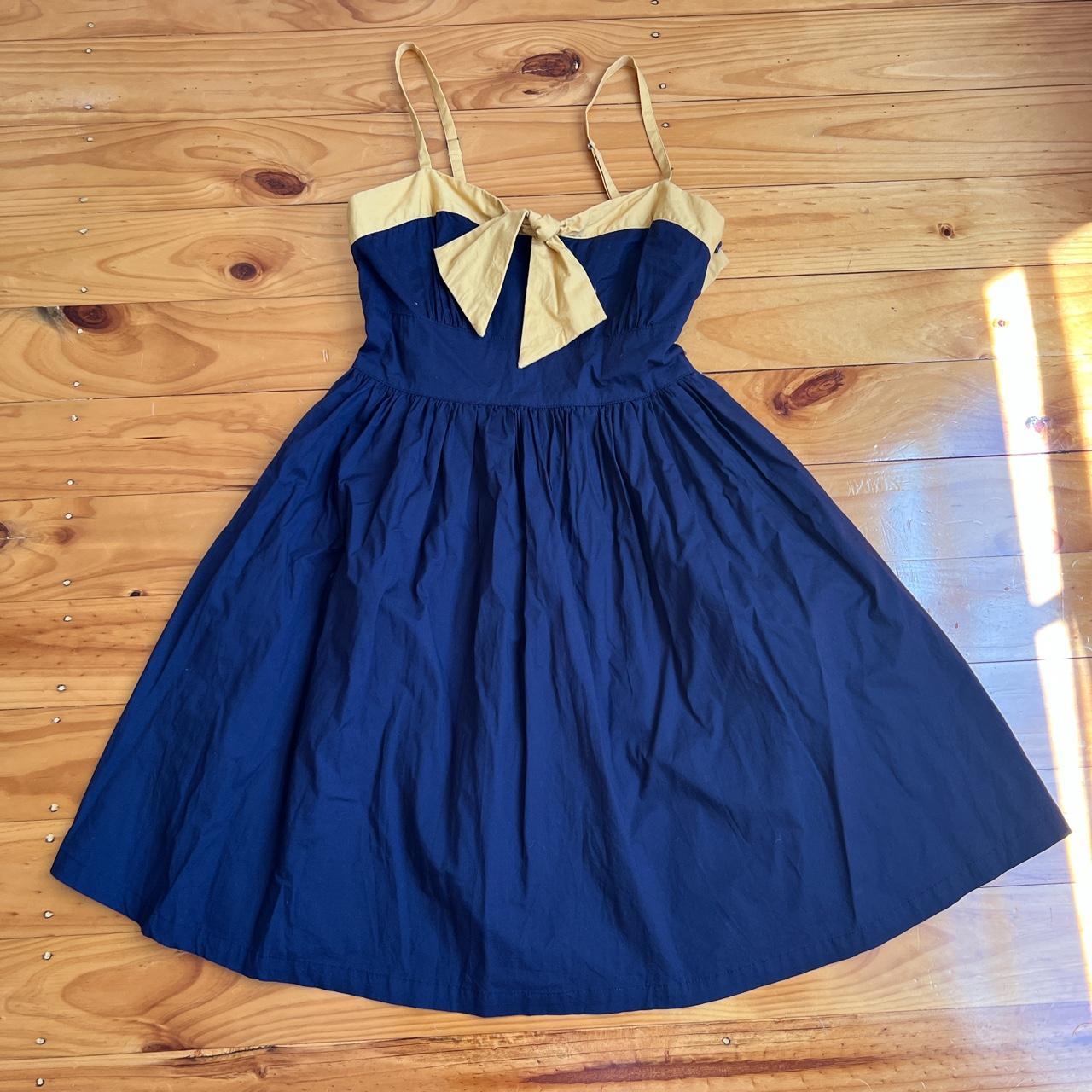 Navy singlet Princess Highway dress with yellow Depop